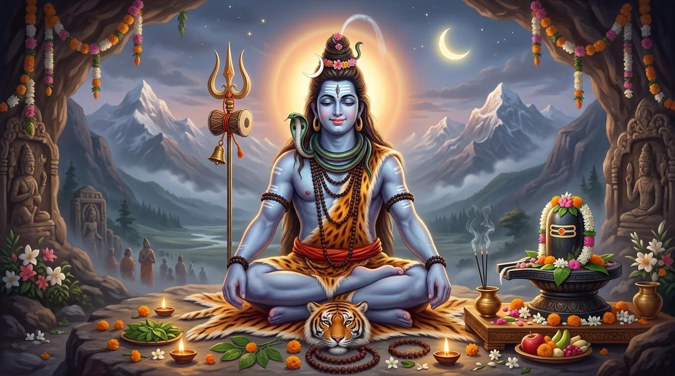 भौम प्रदोष व्रत 28 अप्रैल 2026 - शिव पूजा प्रदोष काल भौम प्रदोष व्रत 2026 में शिवलिंग पर बेलपत्र और दीपक अर्पण का दृश्य