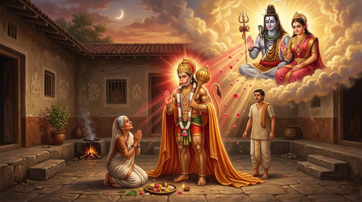 भौम प्रदोष व्रत कथा, वृद्धा और हनुमान जी की परीक्षा भौम प्रदोष व्रत कथा: वृद्धा भक्त की अटूट श्रद्धा, हनुमान जी की परीक्षा और शिव कृपा से मंगल दोष मुक्ति