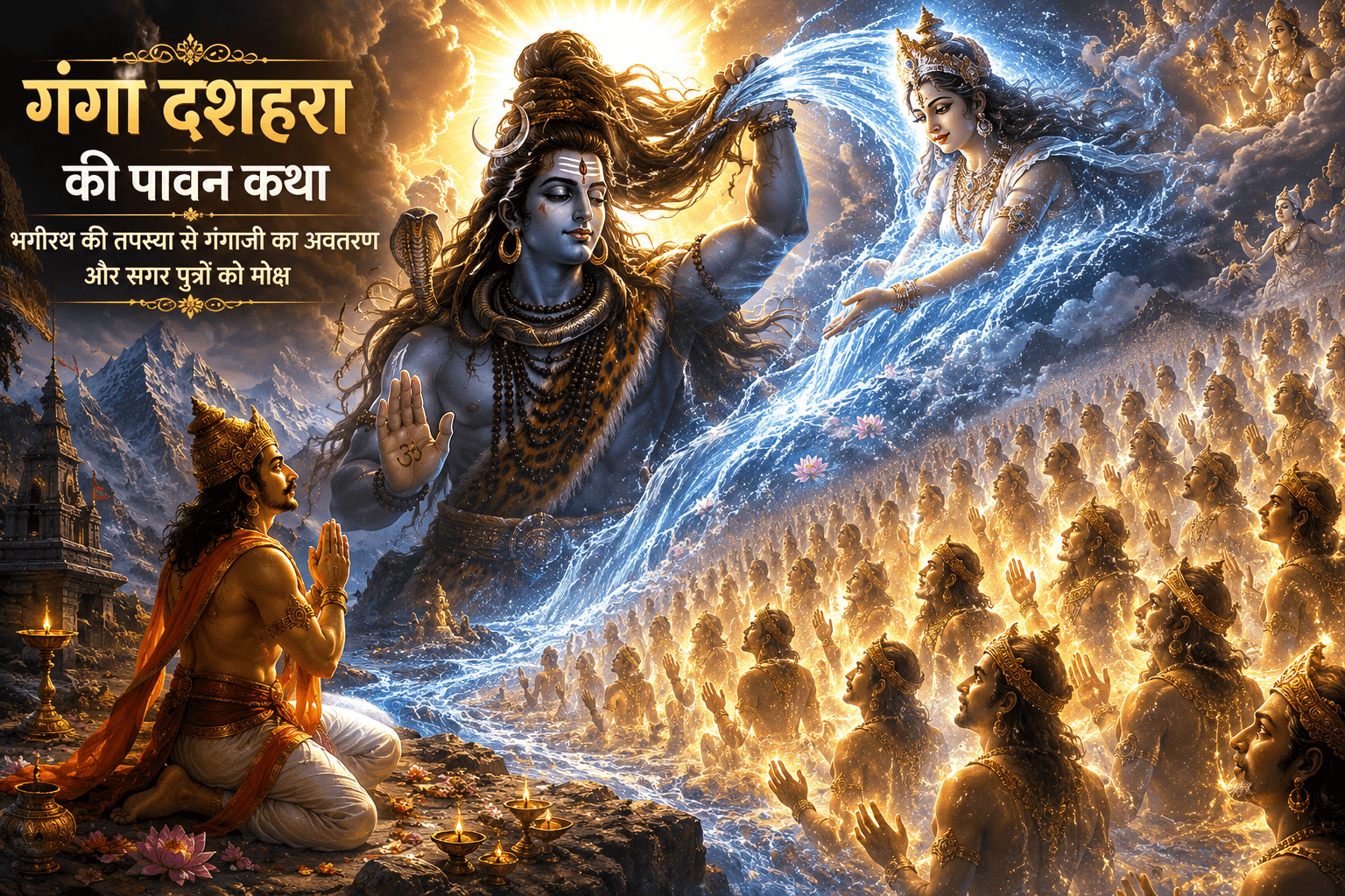 राजा भगीरथ की तपस्या और माँ गंगा का पृथ्वी पर अवतरण - गंगा दशहरा कथा