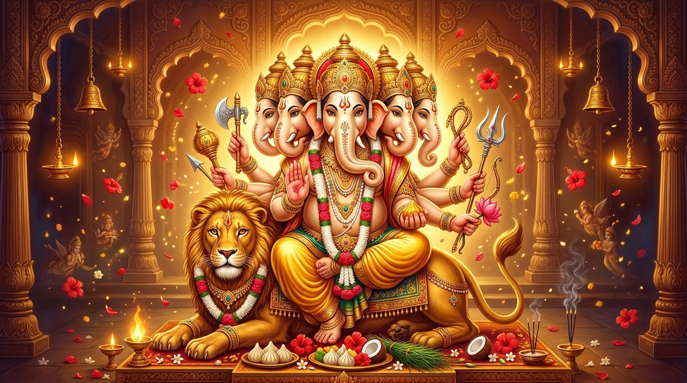 हेरम्ब संकष्टी चतुर्थी 2026 व्रत: हेरम्ब गणेश पूजा, दूर्वा अर्पण और मोदक का भोग
