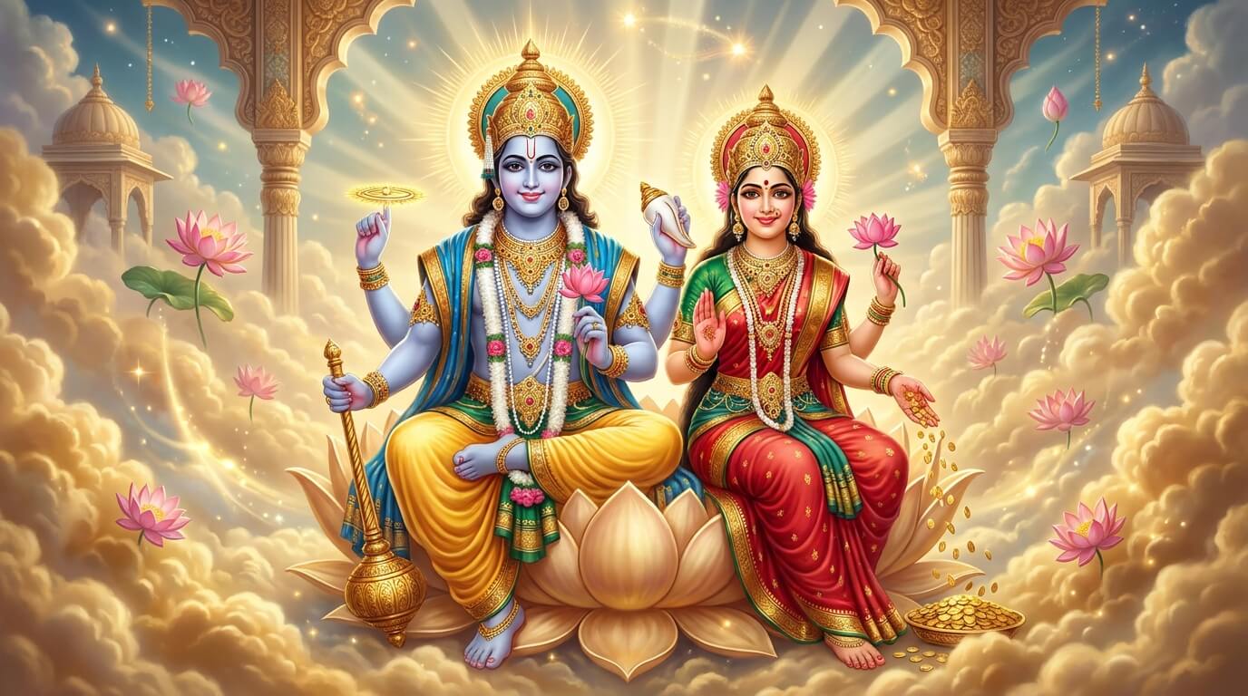 भगवान विष्णु और माता लक्ष्मी कमल आसन पर विराजमान, महापुरुषोत्तमी परमा एकादशी 2026