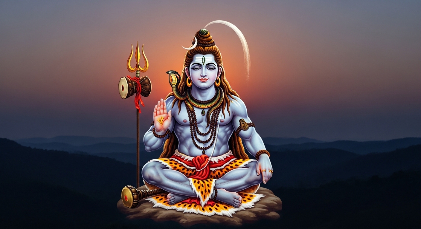 प्रदोष स्तोत्रम पाठ करते हुए भगवान शिव की पूजा