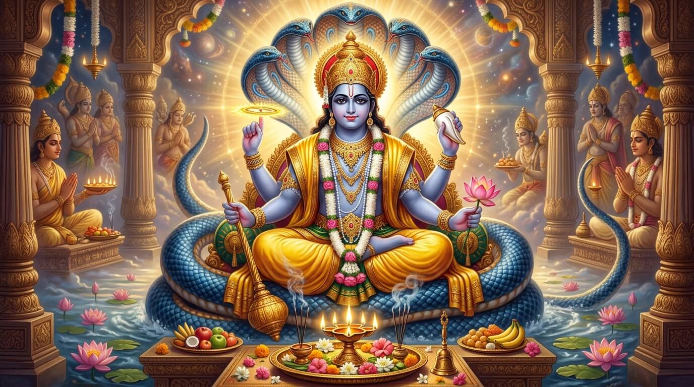 भगवान विष्णु की आरती ॐ जय जगदीश हरे का चित्र